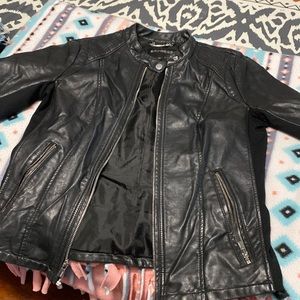 Express faux leather jacket, cracking around the neck.